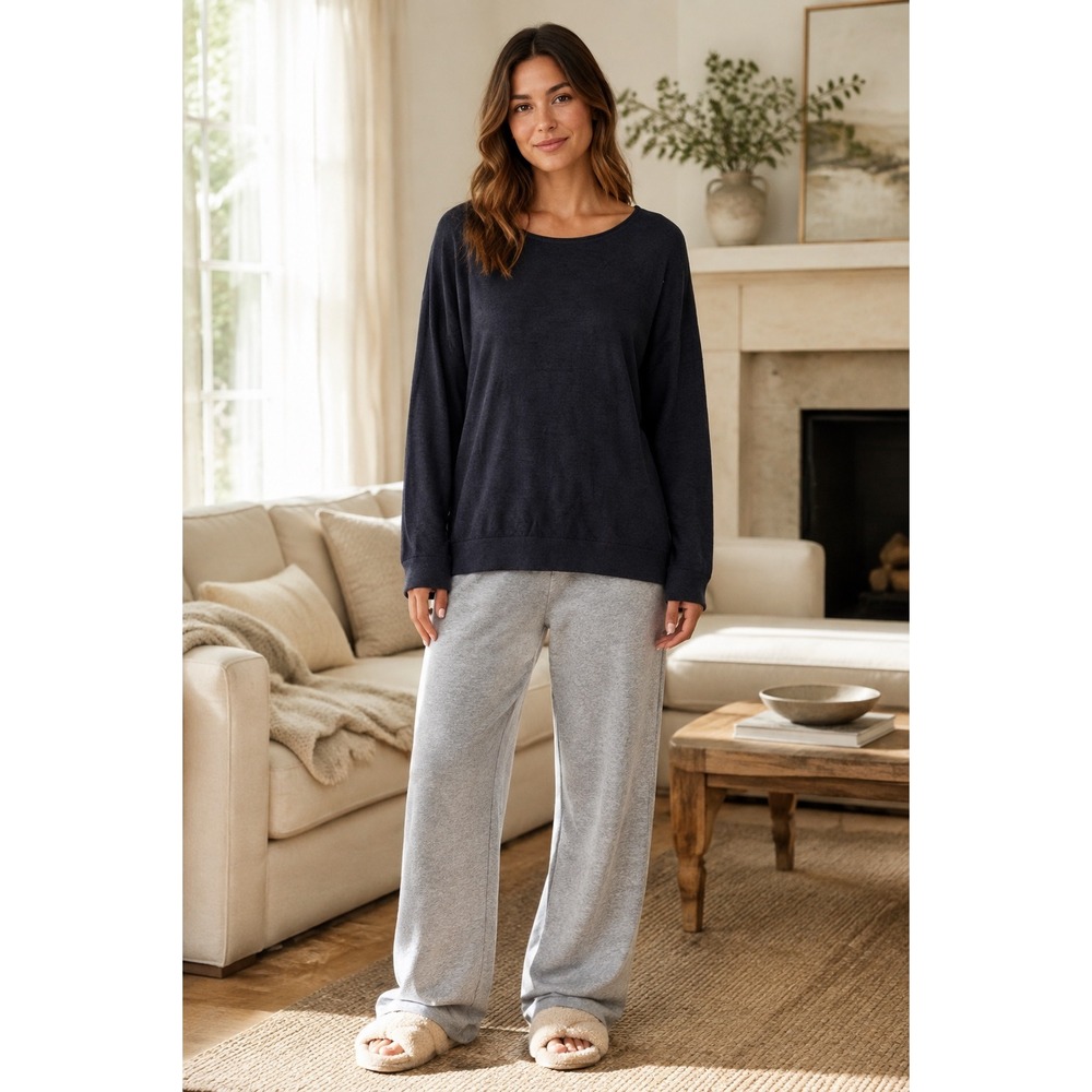 Barefoot Dreams Cozychic Ultra Lite Pullover Sweater Charcoal Gray XL F133